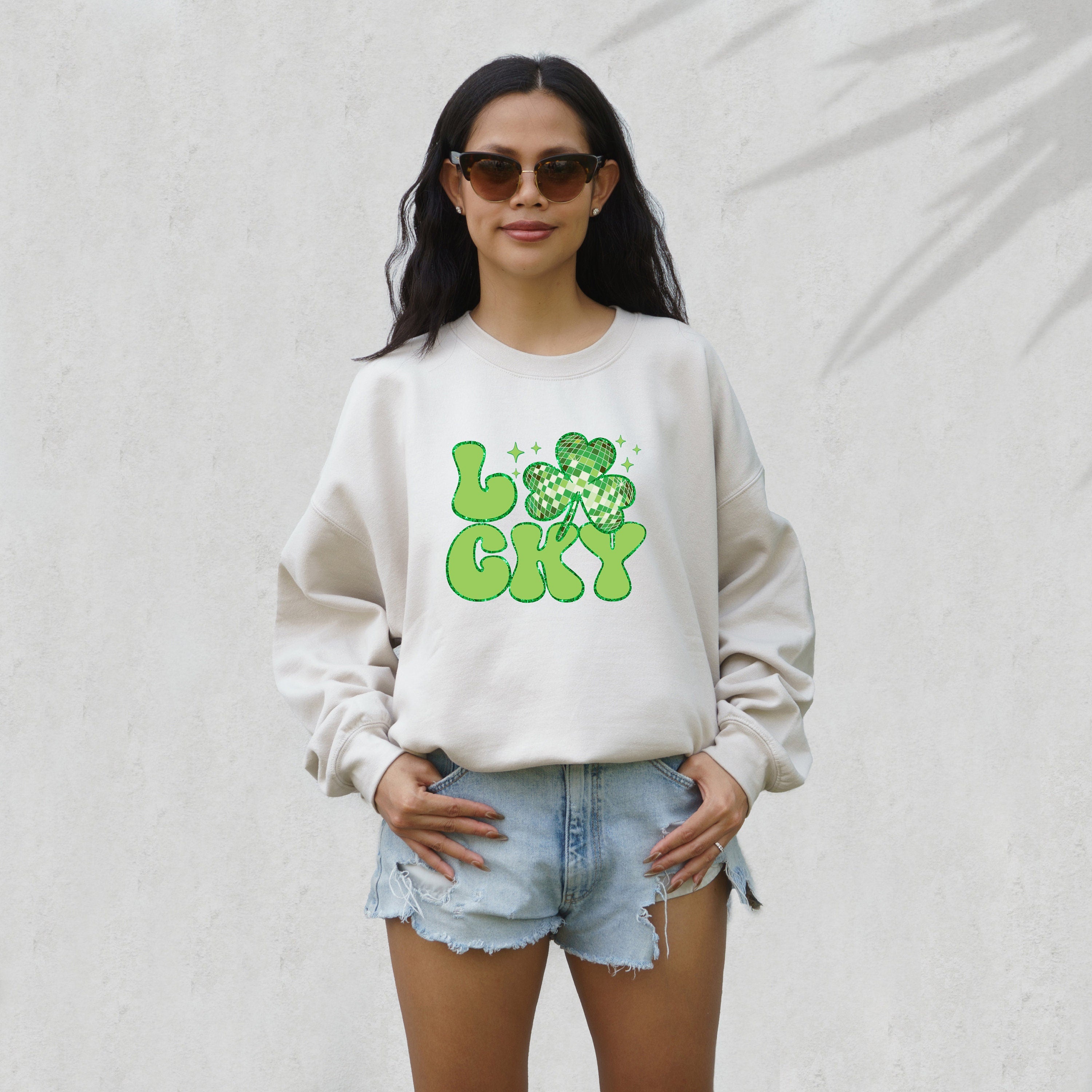 Retro Disco Lucky Sweatshirt, Lucky Clover Crew Neck, St Patricks Day Sweater, St. Pattys Day Crewneck, St. Paddy's Sweater, Shamrock Shirt