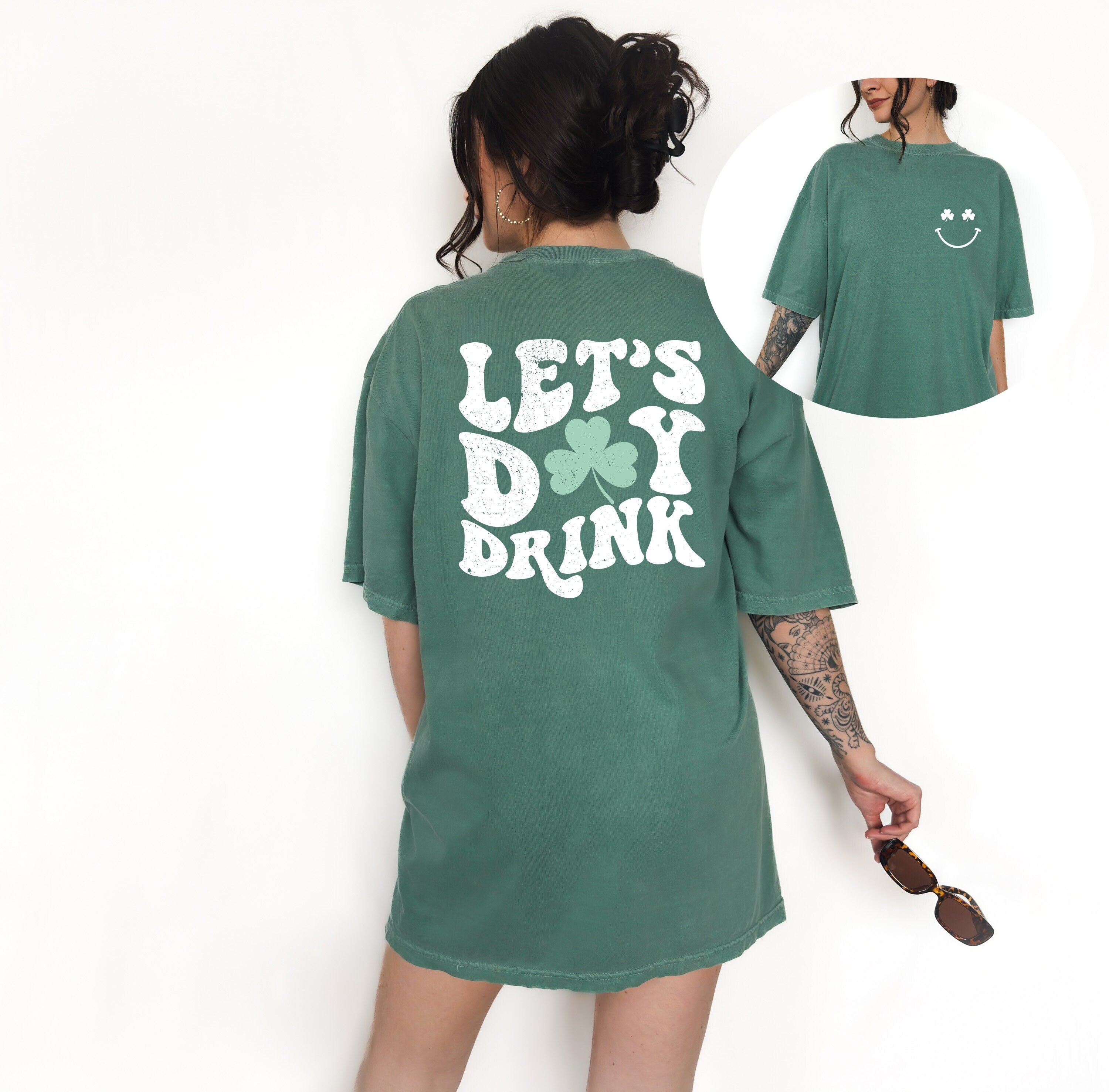 Retro St Patty's Day Comfort Colors Shirt, Lets Day Drink Shirt, Vintage St Patricks Day Shirt, Day Drinking Shirt, Retro T, Shamrock Shirt