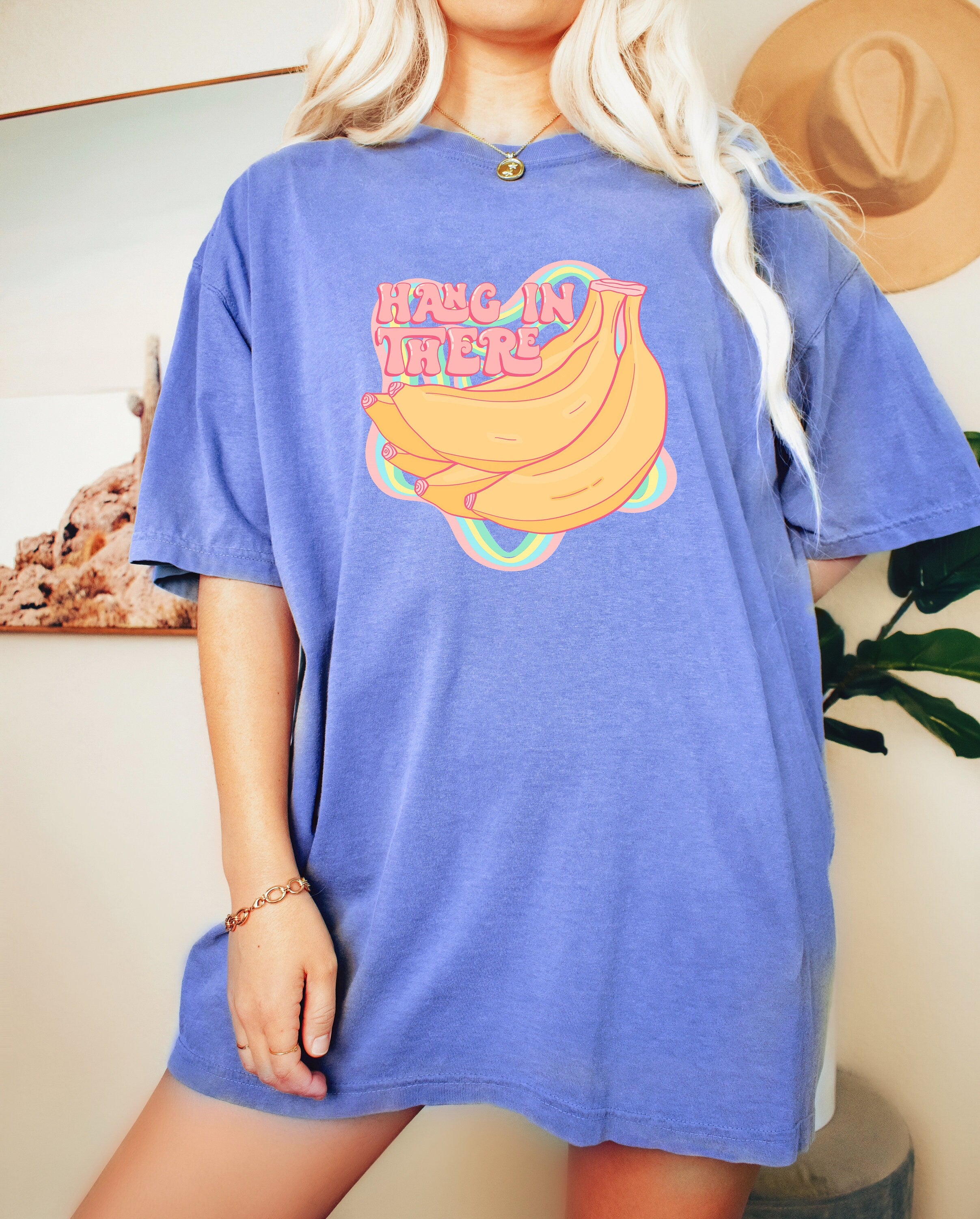 Retro Comfort Colors Shirt, Hang In There, Vintage Shirt, Positivity T Shirt, Retro Graphic T Shirt Summer Vacation Shirt Positive Vibes