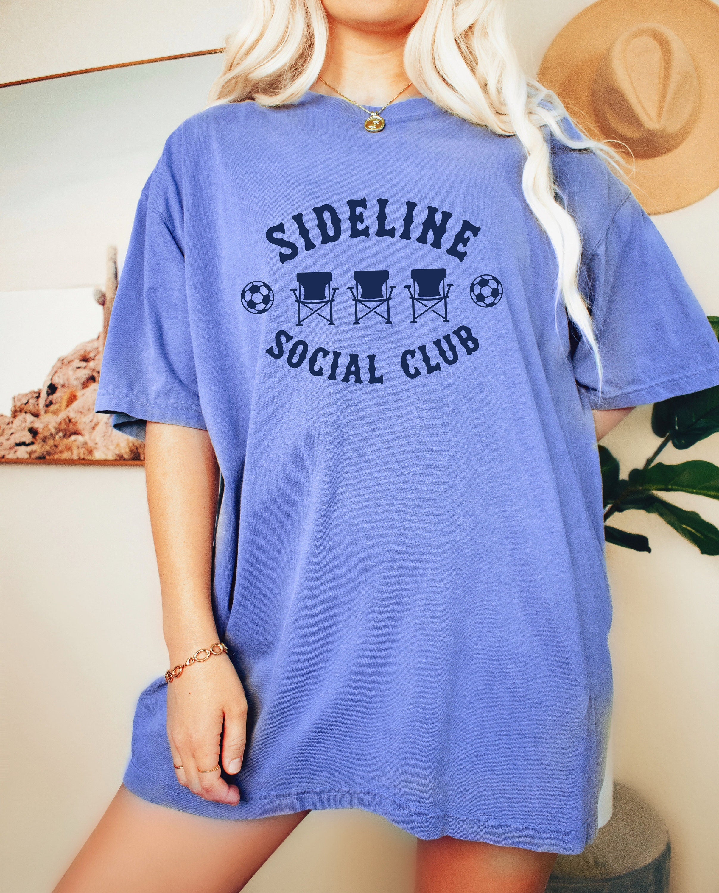 Sideline Social Club Comfort Colors Tee Soccer Mom T Sports Mom Parents of Soccer Mothers Day Gift Momma of Boys Girl Mama